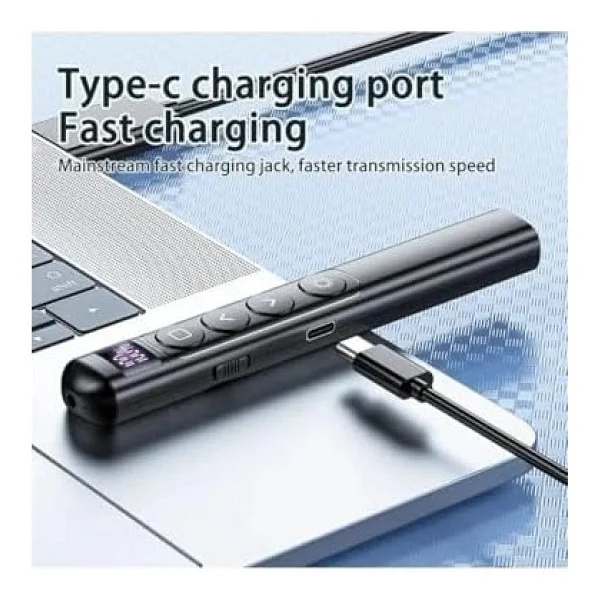 Hobimtek Dijital Ekranlı Şarjlı Lazer Sunum Kumandası Şarj Göstergeli Lazer Powerpoint Laser Pointer Slayt Atlatıcı - Görsel 3