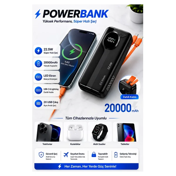 Acl Pw-107 20000 mAh Hızlı Şarj Powerbank - Görsel 4