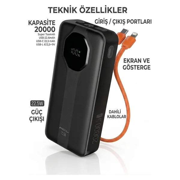 Acl Pw-107 20000 mAh Hızlı Şarj Powerbank - Görsel 6