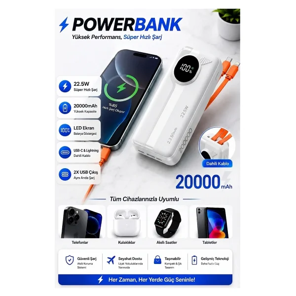 Acl Pw-107 20000 mAh Hızlı Şarj Powerbank - Görsel 5