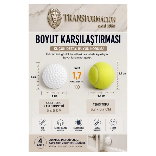 Kapı Stopperi Golf Topu Model Kapı Çarpma Önleyici 4 Adet 721172 - Görsel 3