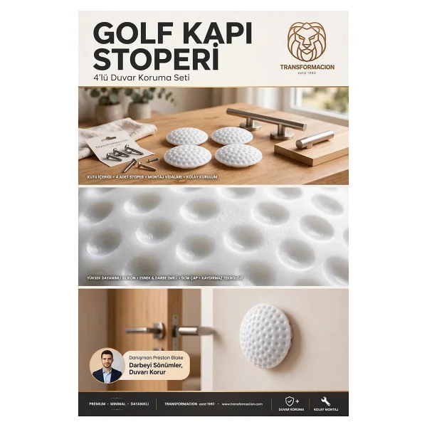 Kapı Stopperi Golf Topu Model Kapı Çarpma Önleyici 4 Adet 721172 - Görsel 10