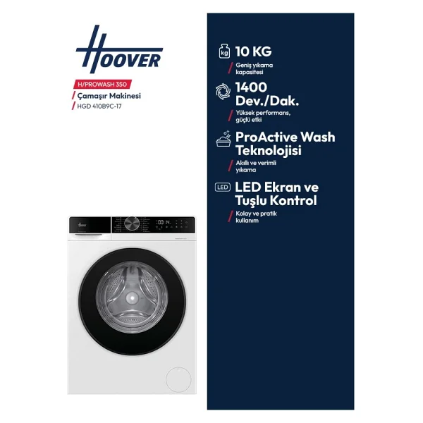 Hoover Hgd 410b9c-17 1400 Devir 10 Kg Çamaşır Makinesi - Görsel 4