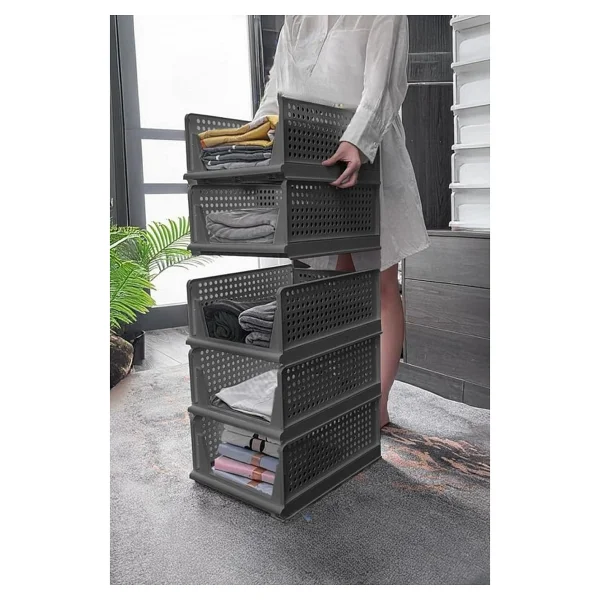Mithra Life 6 Lı Kayar Raf Organizer Gri Dolap İçi Kıyafet Aksesuar Düzenleyici 45x35 Cm Mıt1264 - Görsel 6