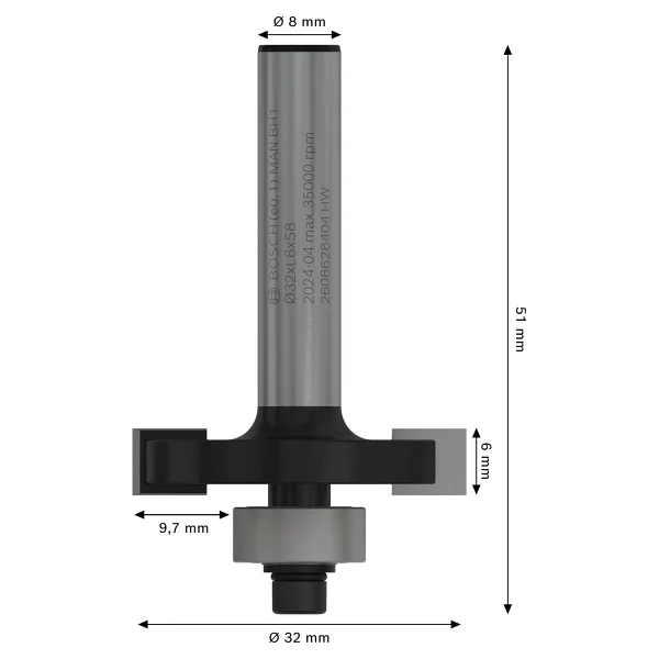 Bosch 2 608 628 Aksesuarı 404 Scheibennutfraeser 8 Mm, D1 32 Mm, U 6 Mm, G 51 Mm - Görsel 10