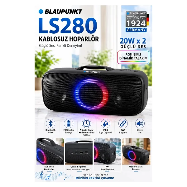 Blaupunkt LS280 Bluetooth Hoparlör - Görsel 8