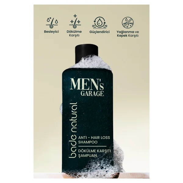 Bade Natural Men's Garage Biberiye 300 Ml Saç Dökülmesine Karşı Şampuan - Görsel 2
