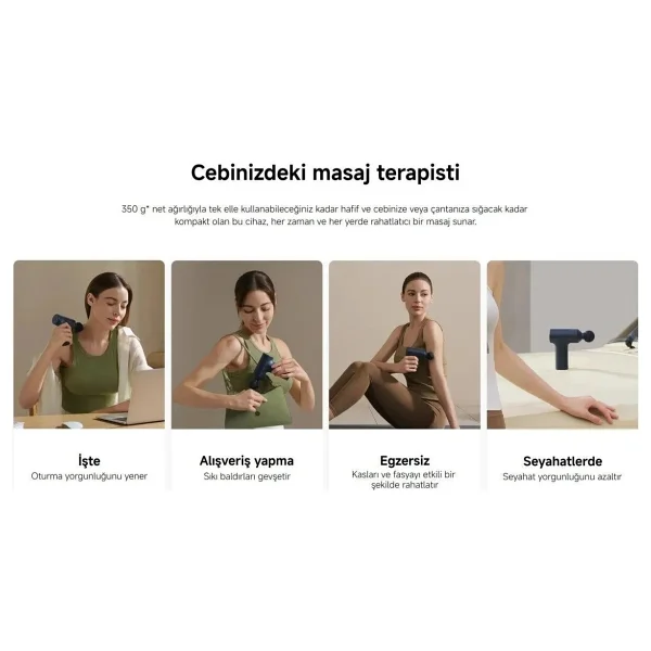 Xiaomi Massage Gun Mini 2 Masaj Tabancası (Xiaomi Türkiye Garantili) - 0 - Siyah - Görsel 4