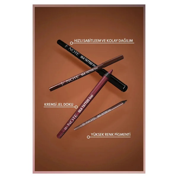 Note Silk Tattoo Liner Waterproof 03 Antique Bronze Jel Göz Kalemi - Görsel 2