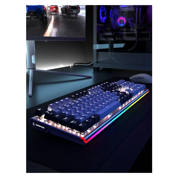 Rampage Carbon Pro RGB Beyaz Red Switch Kablolu/Kablosuz Mekanik Oyuncu Klavyesi - Görsel 7