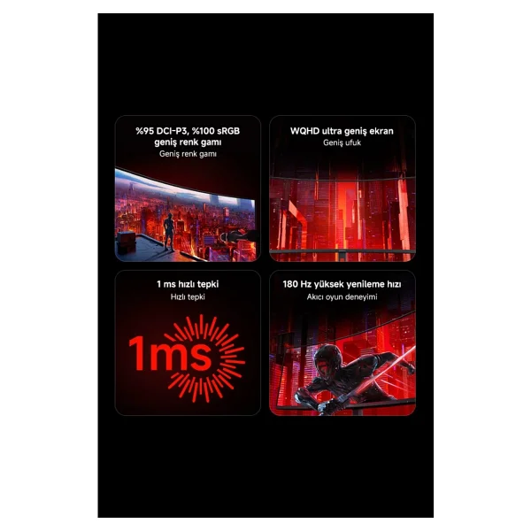 Xiaomi Redmi G34wqi 34" 1 Ms Wqhd Curved 180 Hz Oyuncu Monitörü - Görsel 3
