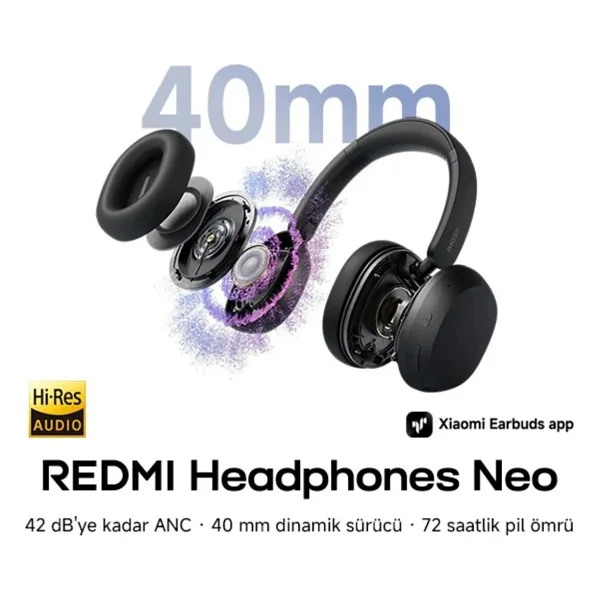 Xiaomi Redmi Headphones Neo ANC Kulak Üstü Bluetooth Kulaklık - Görsel 4