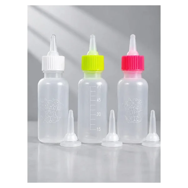Ans Yavru Kedi Köpek Için Biberon Seti 60 Ml 3 Adet +3 Yedek Ağızlık - Görsel 4