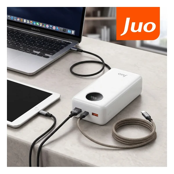 Juo 30000mah 22.5w Dijital LED Ekranlı Taşınabilir Hızlı Şarj Cihazı Powerbank Beyaz - Görsel 7