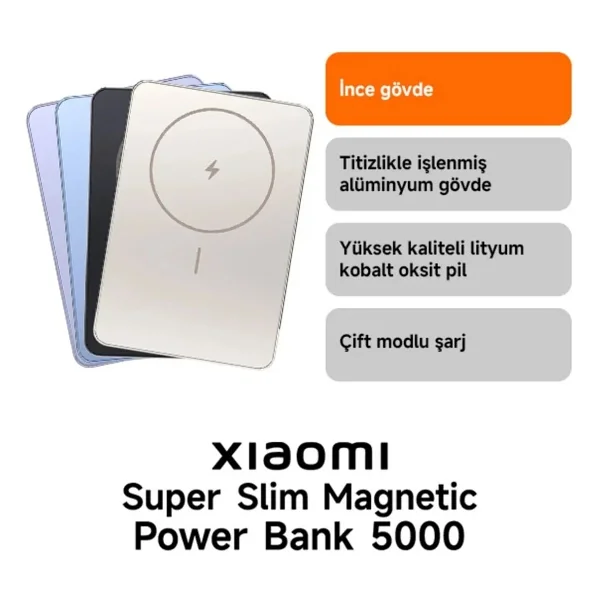 Xiaomi Super Slim Magnetic Wpb0507s 5000 mAh Hızlı Şarj Magsafe Powerbank - Görsel 2