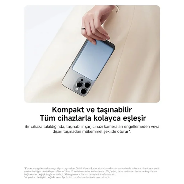 Xiaomi Super Slim Magnetic Wpb0507s 5000 mAh Hızlı Şarj Magsafe Powerbank - Görsel 6