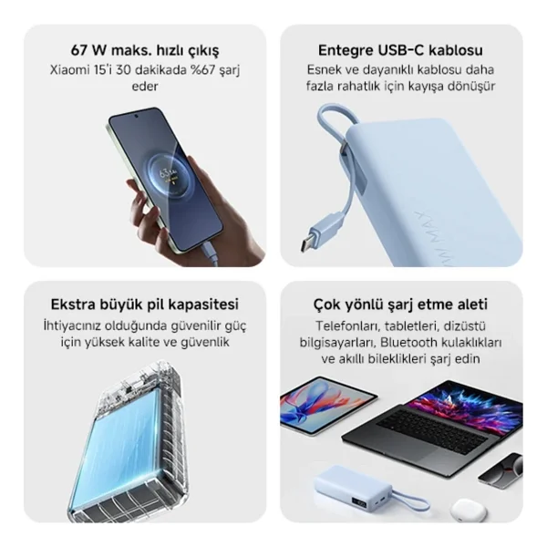 Xiaomi 67 W 20000 mAh Hızlı Şarj Powerbank - Görsel 5
