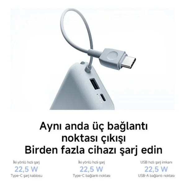 Xiaomi 22.5 W 10000 mAh Type-C Kablolu Hızlı Şarj Powerbank - Görsel 6