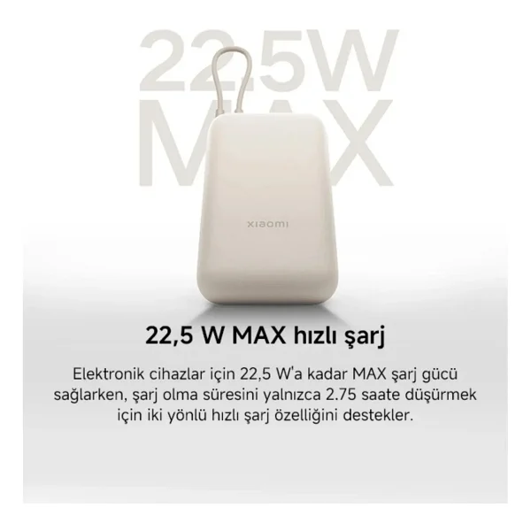 Xiaomi 22.5 W 10000 mAh Type-C Kablolu Hızlı Şarj Powerbank - Görsel 7