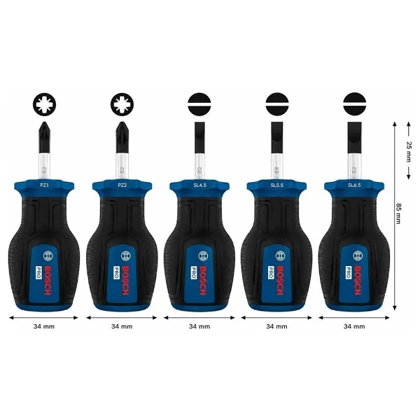 Bosch Pro 1600A03HU7 PZ/SL 5 Parça Avuç İçi Tornavida Seti - Görsel 2