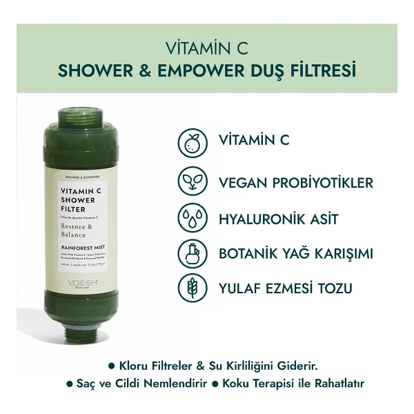 Voesh New York Vitamin C Duş Filtresi Yağmur Ormanı - Görsel 5