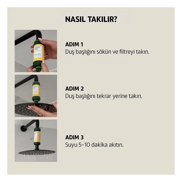 Voesh New York Vitamin C Duş Filtresi Yağmur Ormanı - Görsel 6