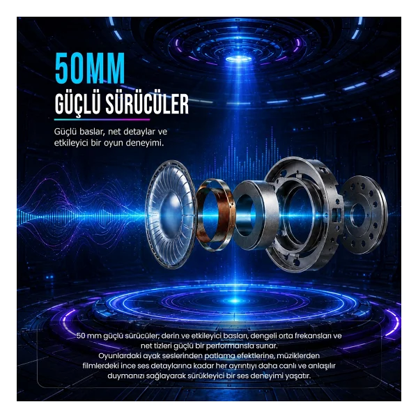Aula S608 RGB USB Kablolu Kulak Üstü Oyuncu Kulaklığı - Görsel 8