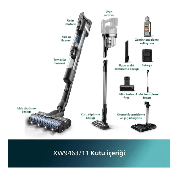 Philips Aqua Trio 9000 Serisi Xw9463/11 Islak Kuru Şarjlı Dikey Süpürge - Görsel 3