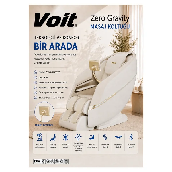 Voit Zero Gravity Beyaz Masaj Koltuğu - Görsel 7