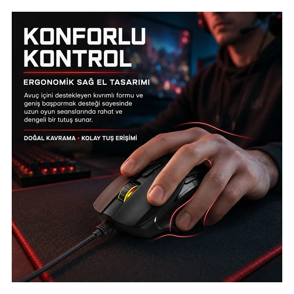 Aula F815 Optik Kablolu Oyuncu Mouse - Görsel 4