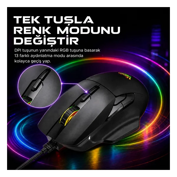 Aula F815 Optik Kablolu Oyuncu Mouse - Görsel 6