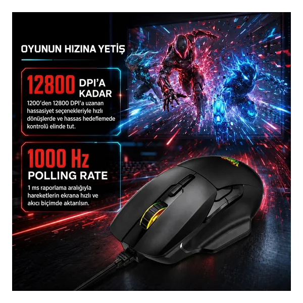 Aula F815 Optik Kablolu Oyuncu Mouse - Görsel 7