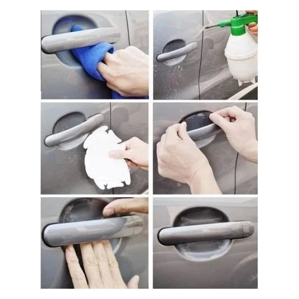 5li Set Araba Kapı Kolu Koruyucu Çizilme Önleyici Şeffaf Sticker Film Koruma Seti - Görsel 3