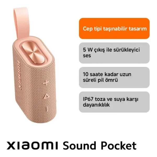 Xiaomi Sound Pocket Pembe Bluetooth Hoparlör - Görsel 2