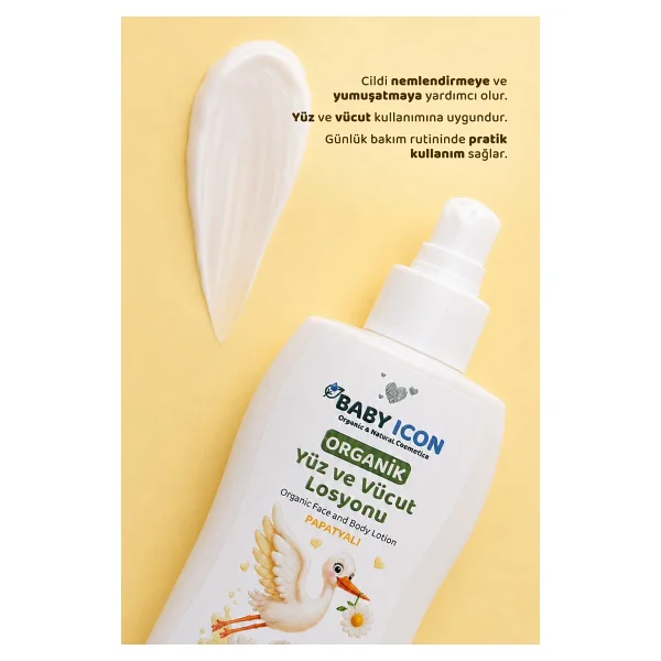 Baby Icon Doğal Vegan Papatyalı Bebek Yüz Ve Vücut Losyonu 200 Ml - Görsel 2