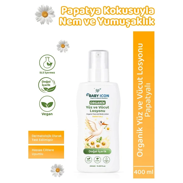 Baby Icon Doğal Vegan Papatyalı Bebek Yüz Ve Vücut Losyonu 200 Ml - Görsel 7