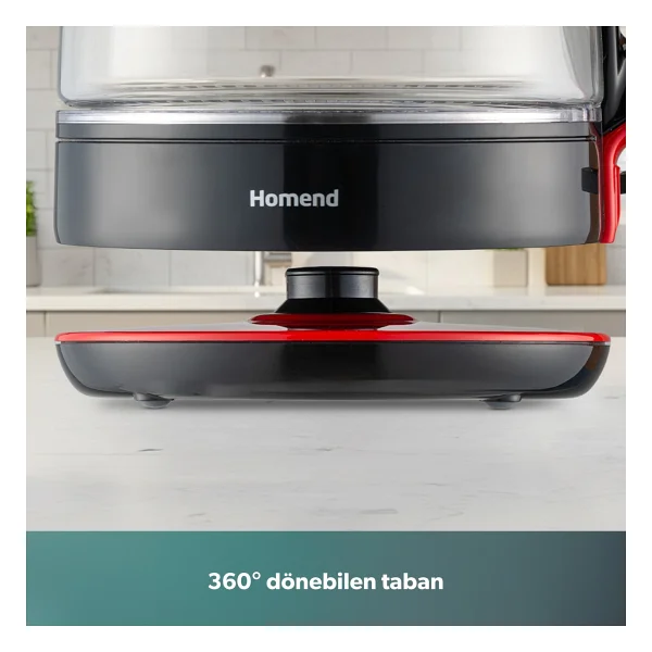 Homend Infinity 1764h Siyah Kırmızı 1900 W Cam Çay Makinesi - Görsel 7