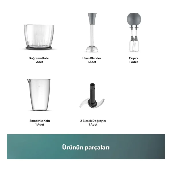 Homend Handmaid 1967h 1000 W Antrasit Blender Seti - Görsel 7