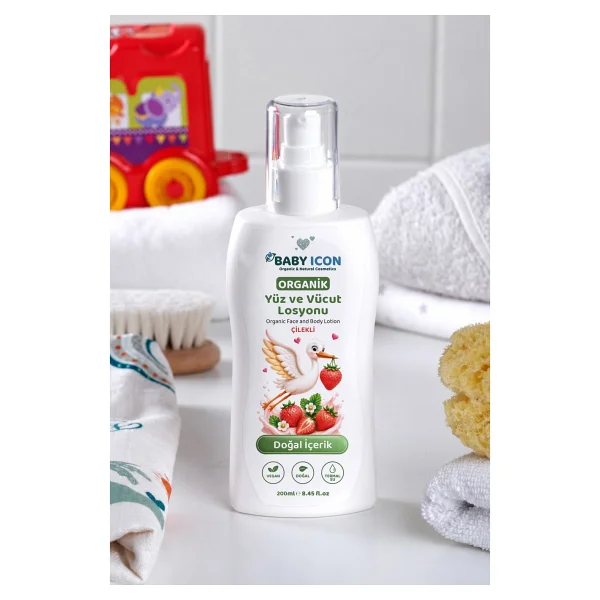 Baby Icon Doğal Vegan Çilekli Bebek Yüz Ve Vücut Losyonu 200 Ml - Görsel 3