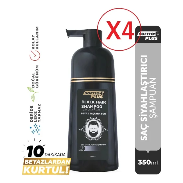 Softto Plus Black Hair 350 ml 4 Adet Siyah Şampuan - Görsel 6