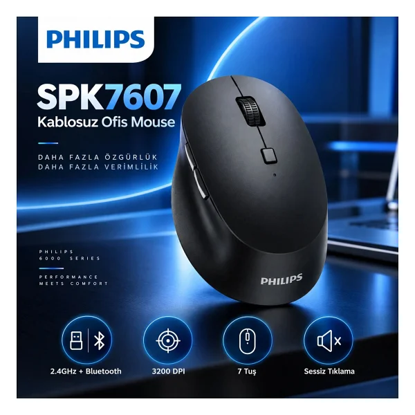 Philips Spk7607 Sessiz Optik Kablosuz Mouse - Görsel 2