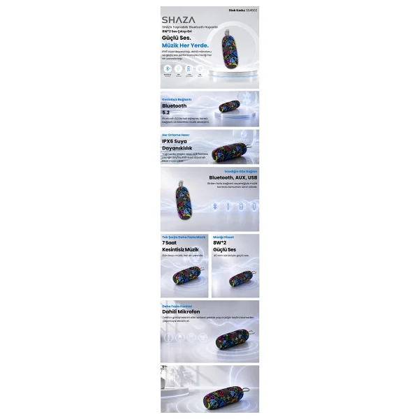 Shaza Ss4502 Mavi Bluetooth Hoparlör - Görsel 4