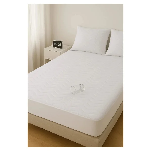 Suvay Kapitone Fittted 90x190 Tek Kişilik Sıvı Geçirmez Alez Beyaz Renkli Kapitoneli Yatak Koruyucu Çarşaf Alez - 90 X 190 Cm - Görsel 3