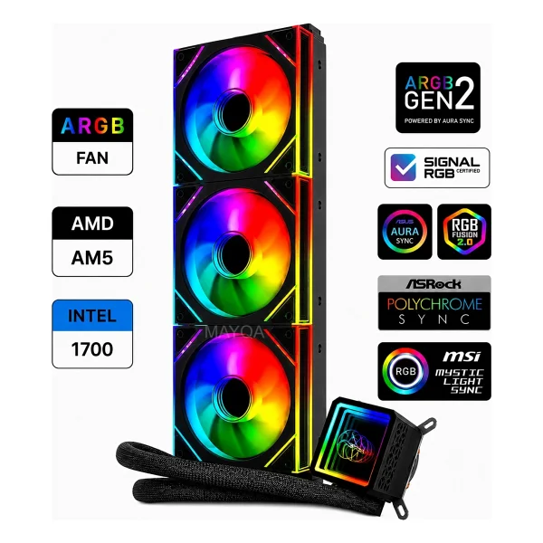 Gametech Hydra Ahd360b Argb 360 Mm Siyah İşlemci Sıvı Soğutucu - Görsel 8
