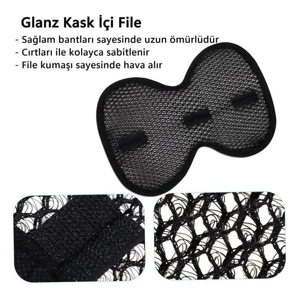 Glanz Kask İçi Ped, Nefes Alabilir File Cırtlı İç Astar, Yıkanabilir Tekrar Kullanıma Uygun Ped - Görsel 7