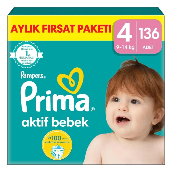 Prima Aktif 4 Numara Maxi 136'lı Bebek Bezi - Görsel 2
