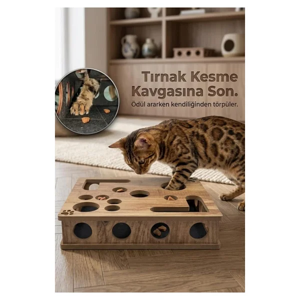 Reyo Pet Kedikür Kedi Tırmalama Ve Oyun Kutusu - Tırnak Törpüleyici İnteraktif Kedi Oyuncağı - Görsel 2