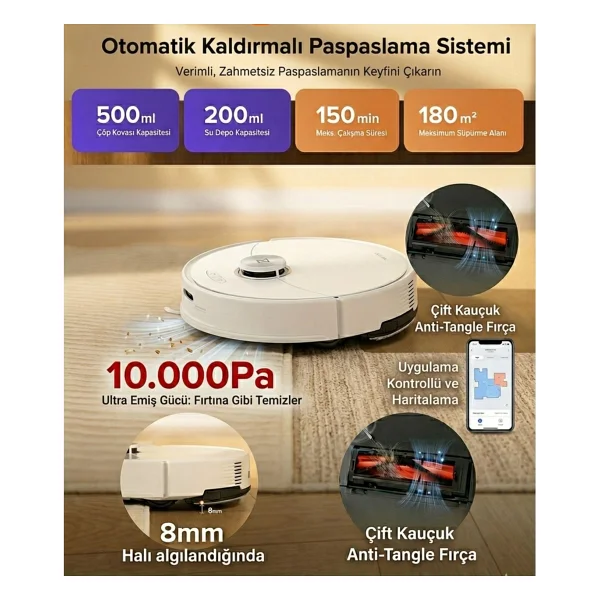 Roborock S8 Pro Siyah Akıllı Robot Süpürge - Görsel 7