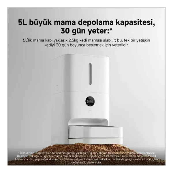 Xiaomi Pet Food Feeder 2 Çelik Malzemeden Yapılmış Beyaz Tekli Mama Besleyici Büyük Kapasite - Görsel 4