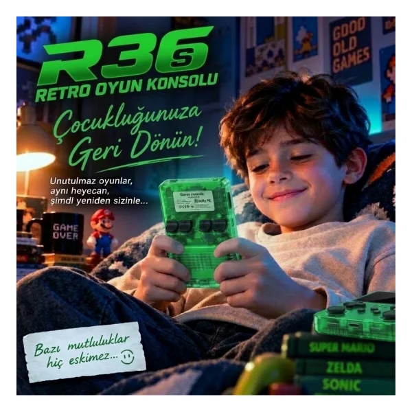 Schitec R36s Yeşil Gameboy - Görsel 3